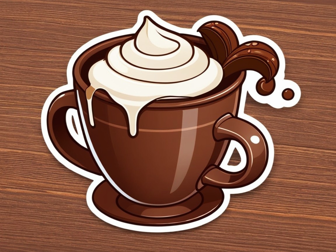 Stylized Chocolate Mug with Whipped Cream Illustration