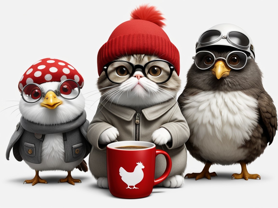 Whimsical Trio of Adorable Animal Characters