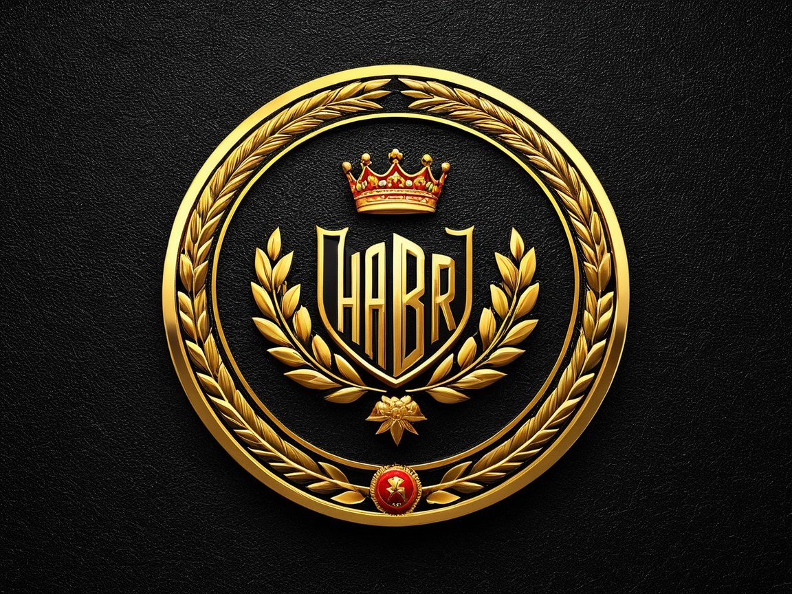 Luxurious Golden Emblem on Textured Black Background