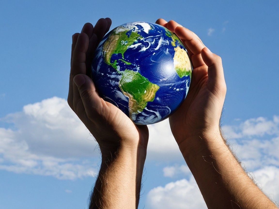 Hands Cradling Globe Symbolizing Environmental Care