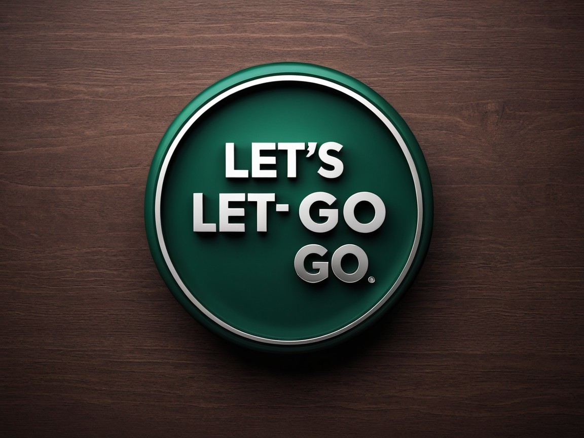 Circular Badge with Teal Border and Wooden Background