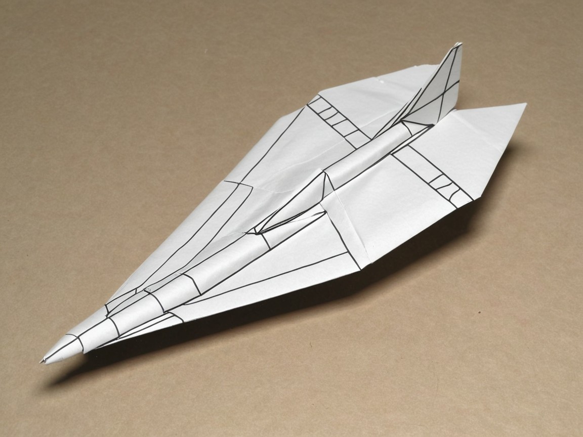 Sleek Paper Airplane Design Resembling Military Jet