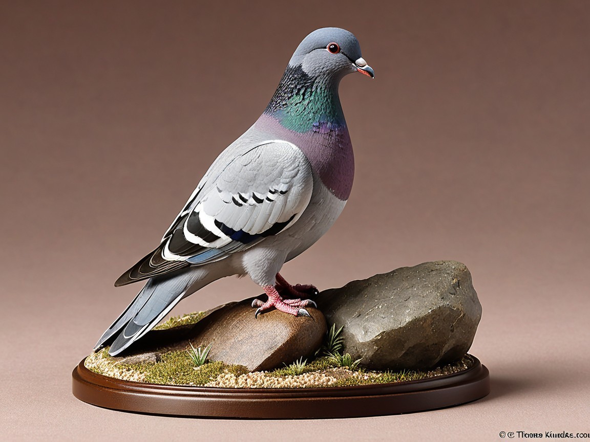 Realistic Pigeon Model with Detailed Features and Base