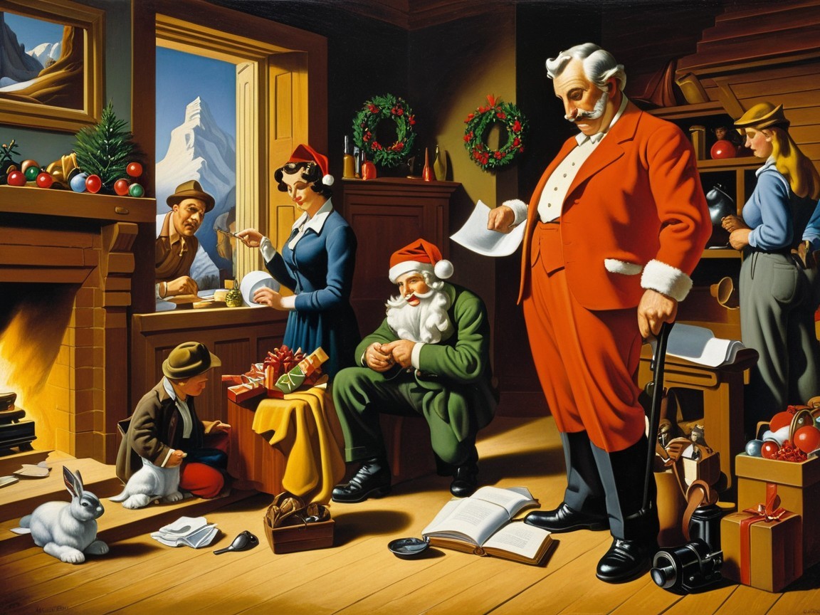 Cozy Holiday Gathering with Santa and Family Decorations