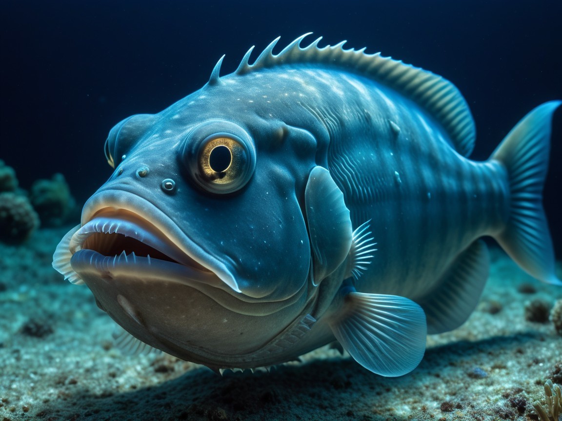 Close-Up of a Large Fish in Underwater Environment
