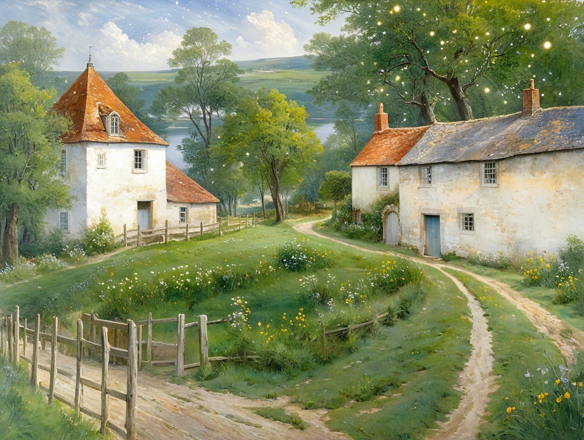 Charming Cottages in a Serene Green Landscape