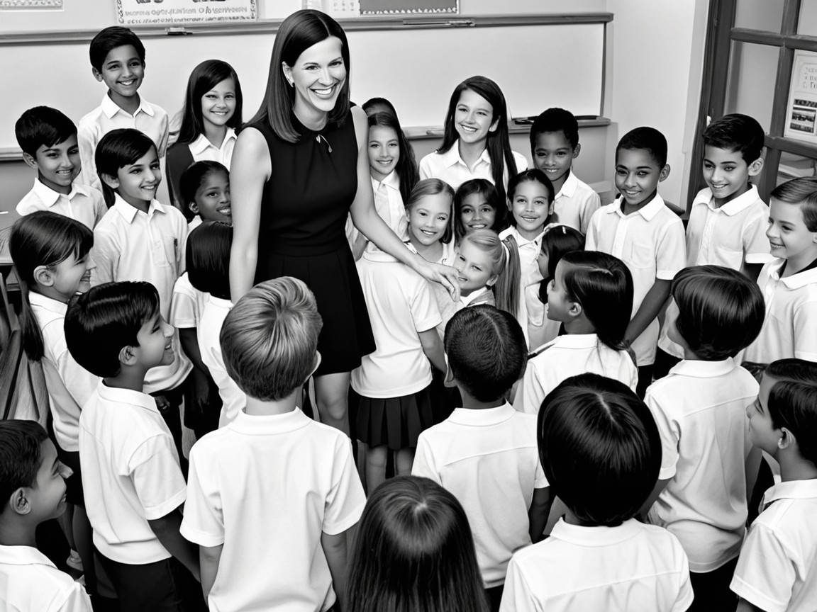 Classroom Scene with Teacher and Diverse Children