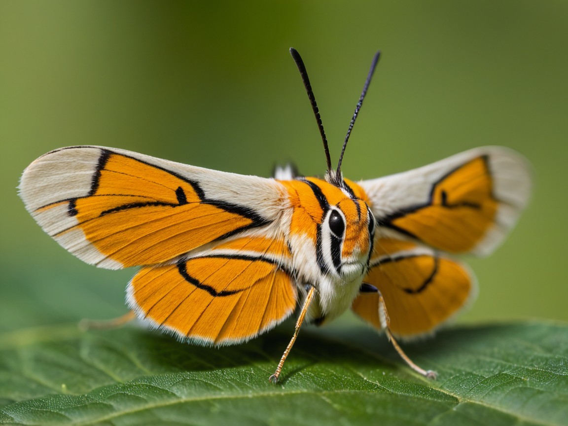 Vibrant Orange Butterfly on Green Leaf Background