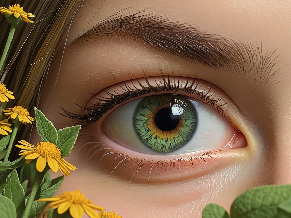 Close-Up of an Eye with Green and Golden Hues