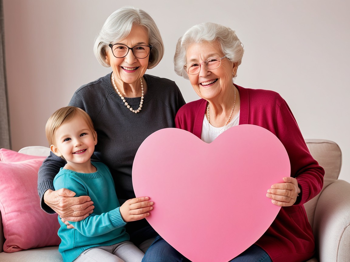 Three Generations Sharing Joy on a Cozy Sofa