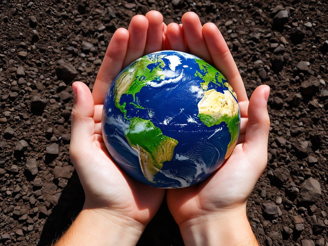 Detailed Globe of Earth Held in Caring Hands