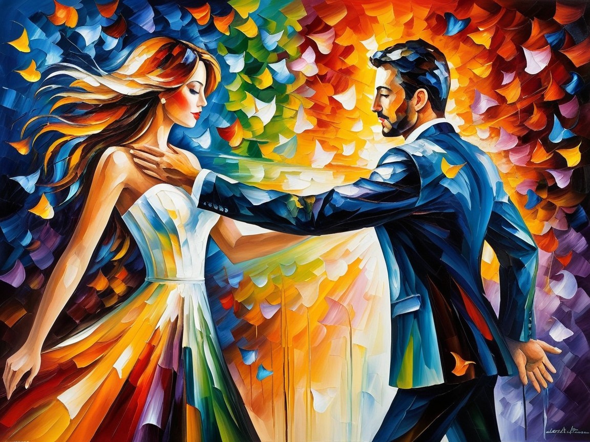 Dancing Couple Amidst Colorful Butterflies  (Repetition: 128w)