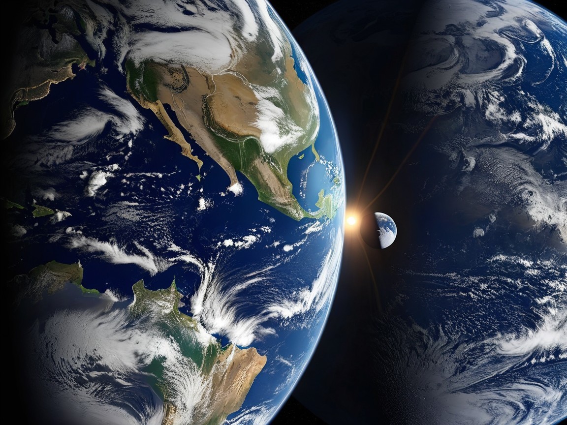 Digital Rendering of Earth-like Planets and Moon