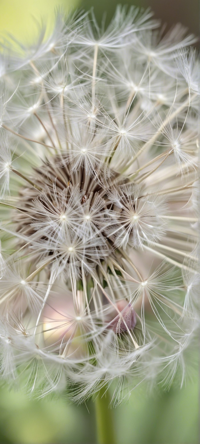 Close-Up of Dandelion Seed Head with Fluffy Seeds