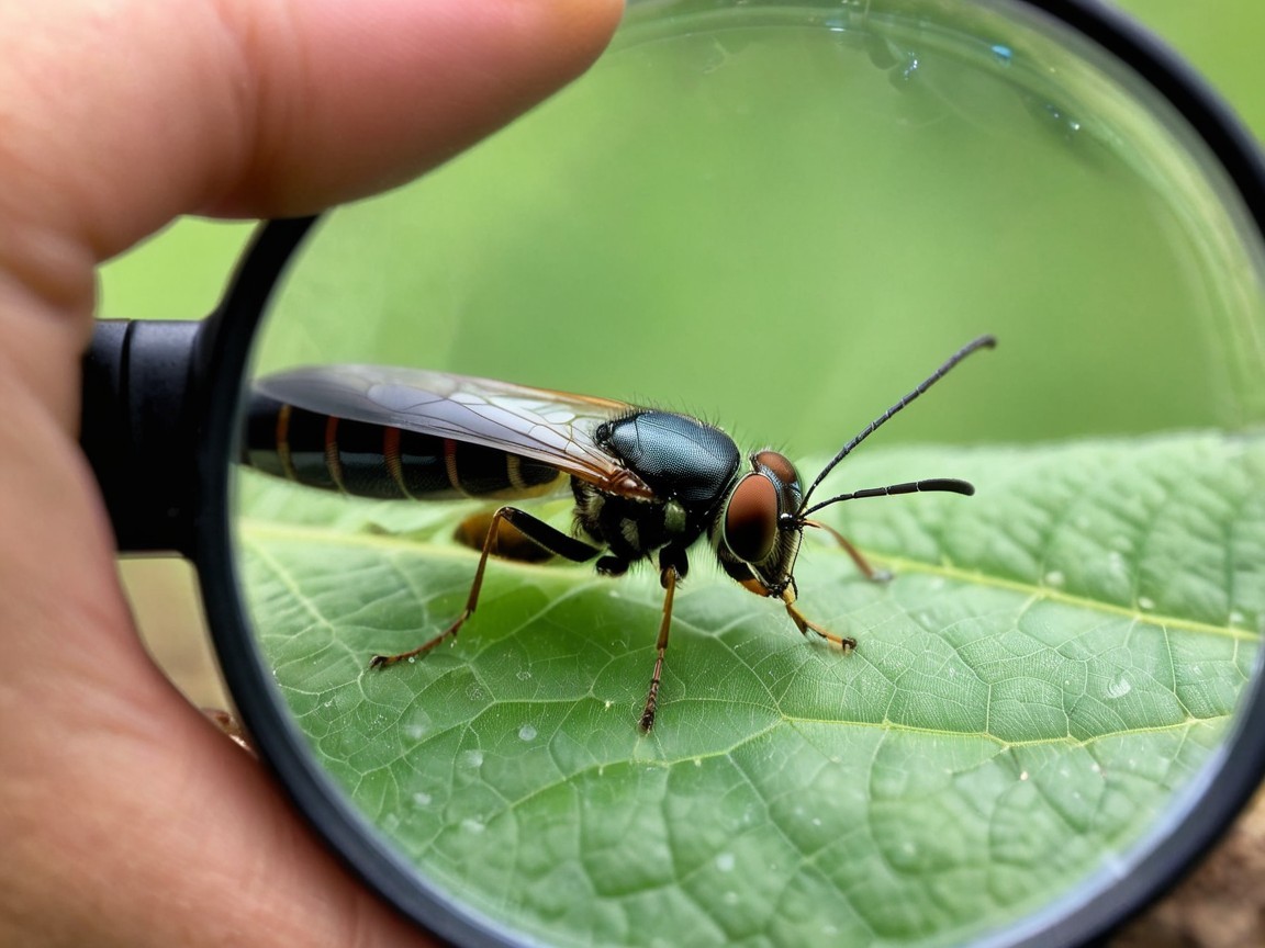 Macro Photo of a Black Soldier Fly on a Leaf
