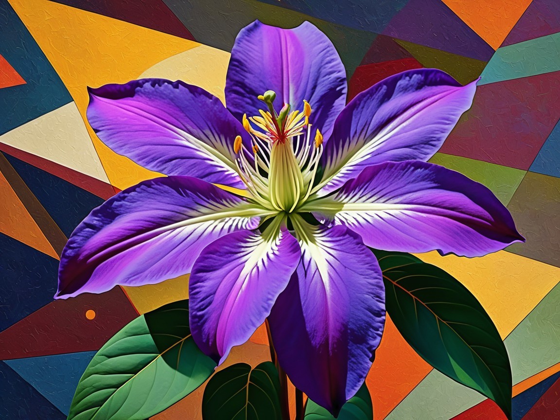 Vibrant Pop Art Flower with Geometric Background