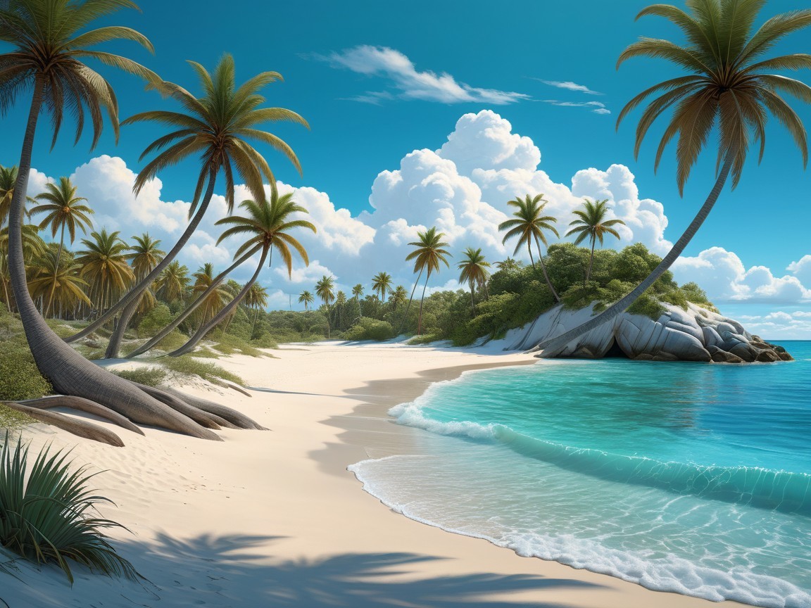 Tropical Beach with White Sands and Turquoise Waters