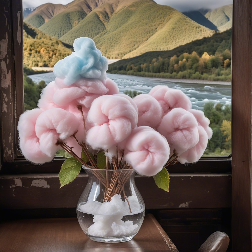 Charming Vase with Cotton Candy Blooms and Scenic View