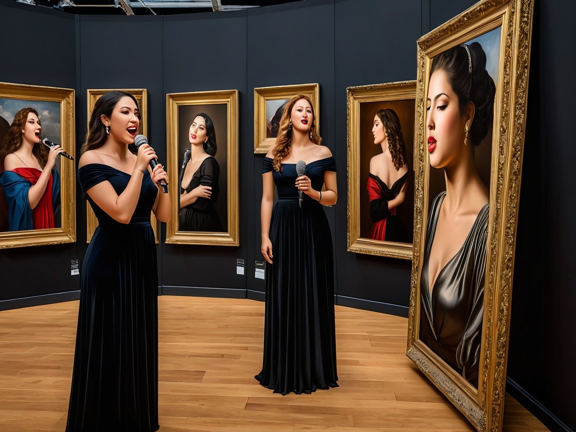Chic Art Gallery Performance with Framed Portraits