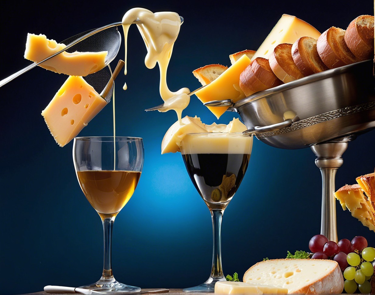 Vibrant Still Life of Food and Drink with Blue Background