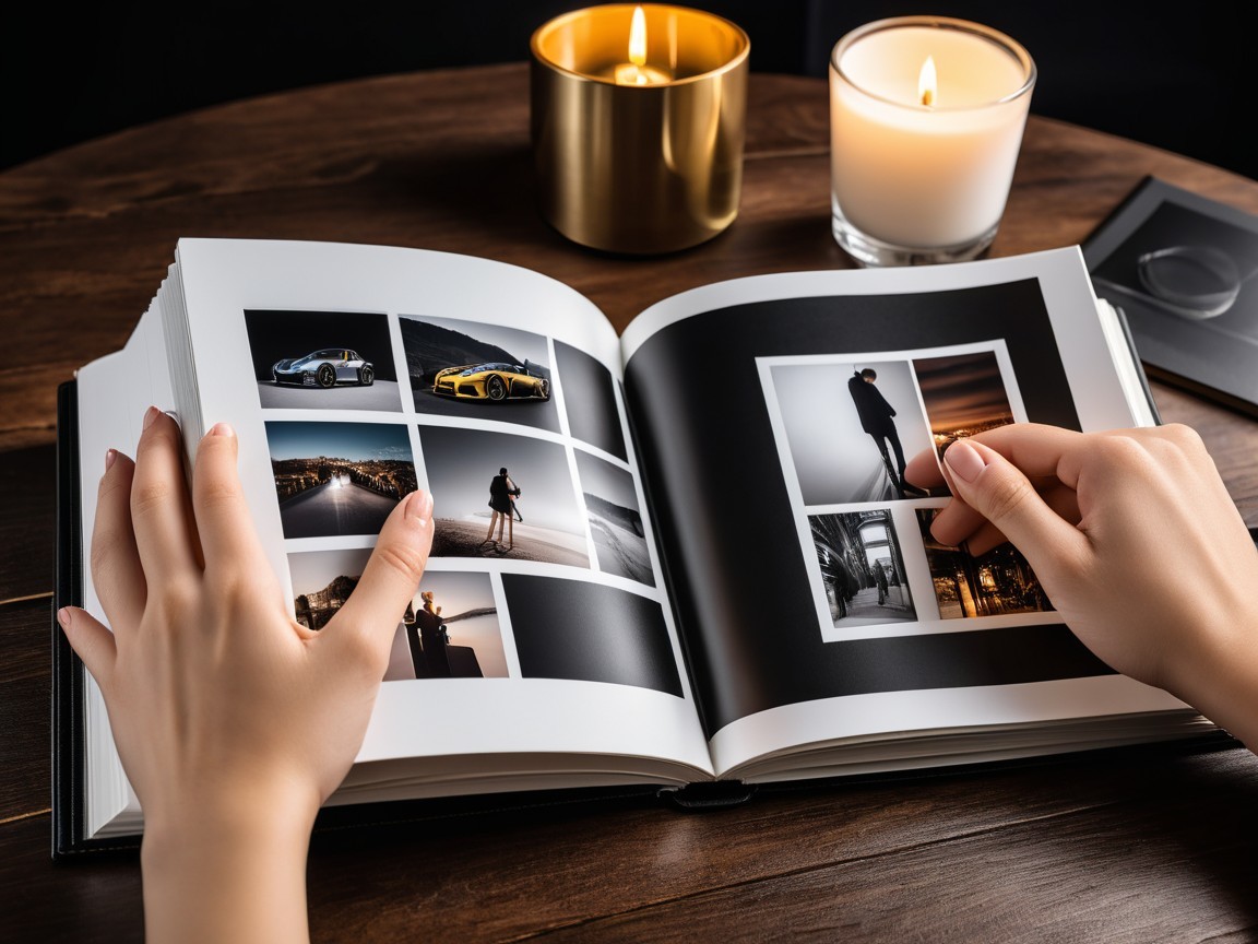 Photo Album Displaying Cars in Candlelit Setting
