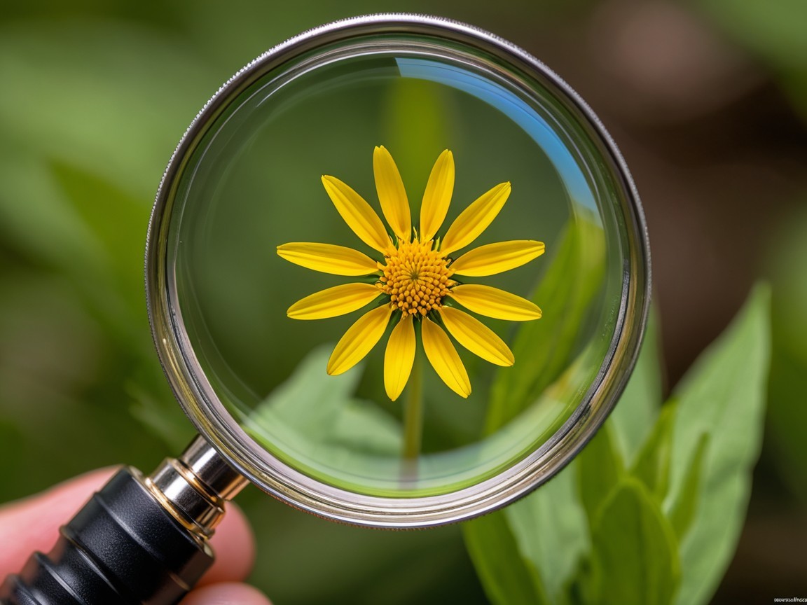 Close-Up of a Yellow Flower Through a Glass Lens