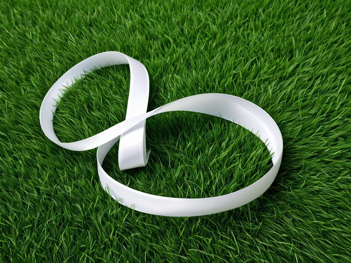 White Ribbon Infinity Symbol on Green Grass