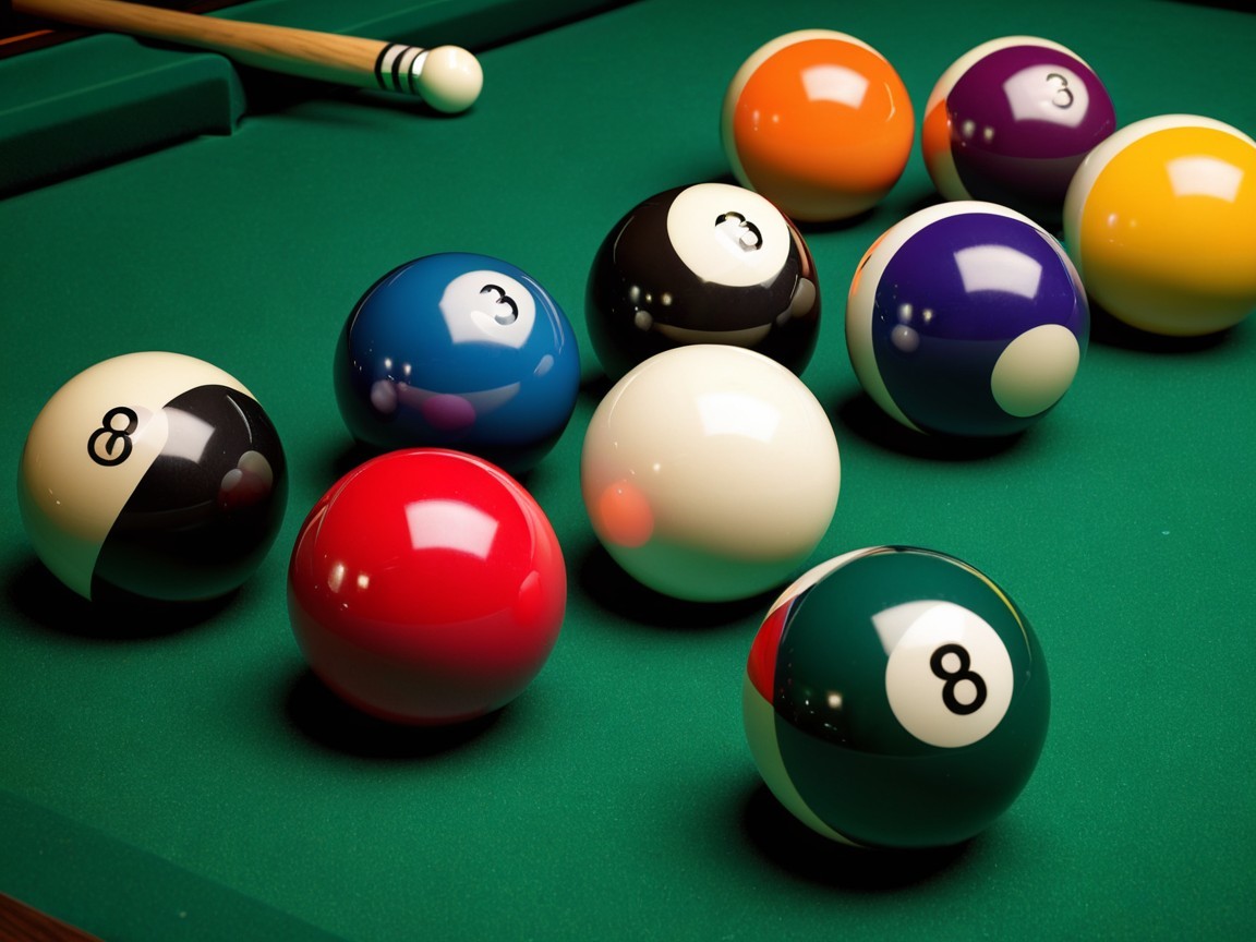 Vibrant Pool Table with Colorful Billiard Balls