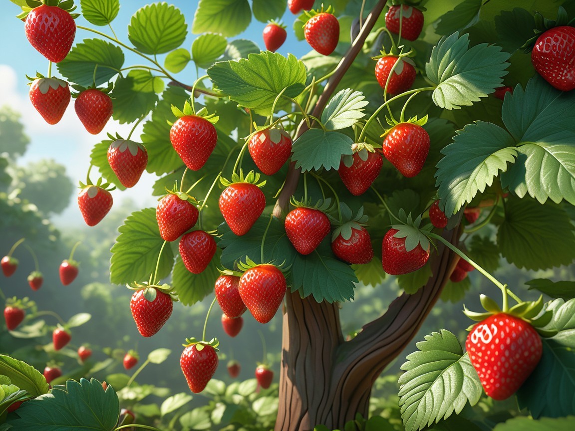 Vibrant Strawberry Plant with Lush Green Leaves