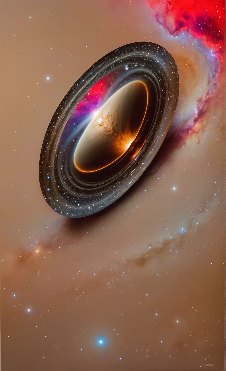 Cosmic Scene with Planet and Colorful Nebulae