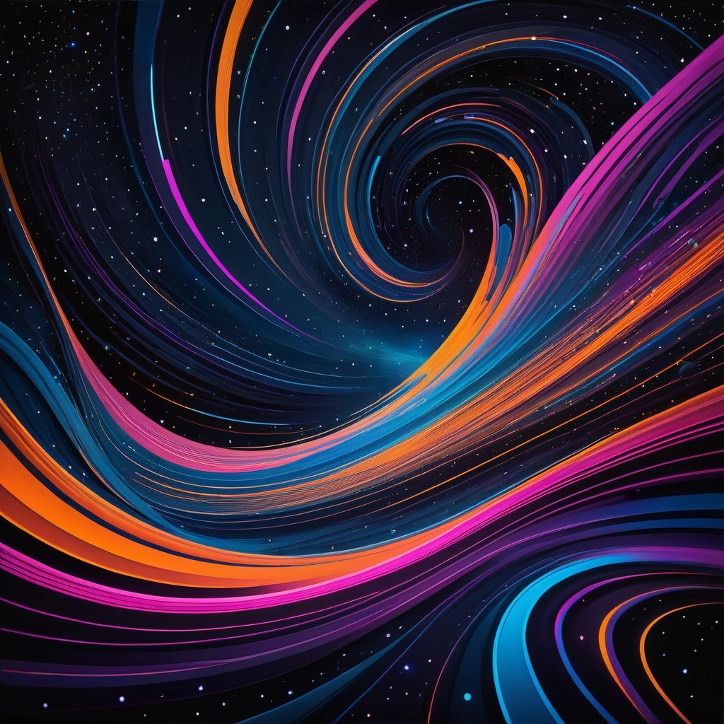 Vibrant Abstract Cosmic Swirl with Starry Background