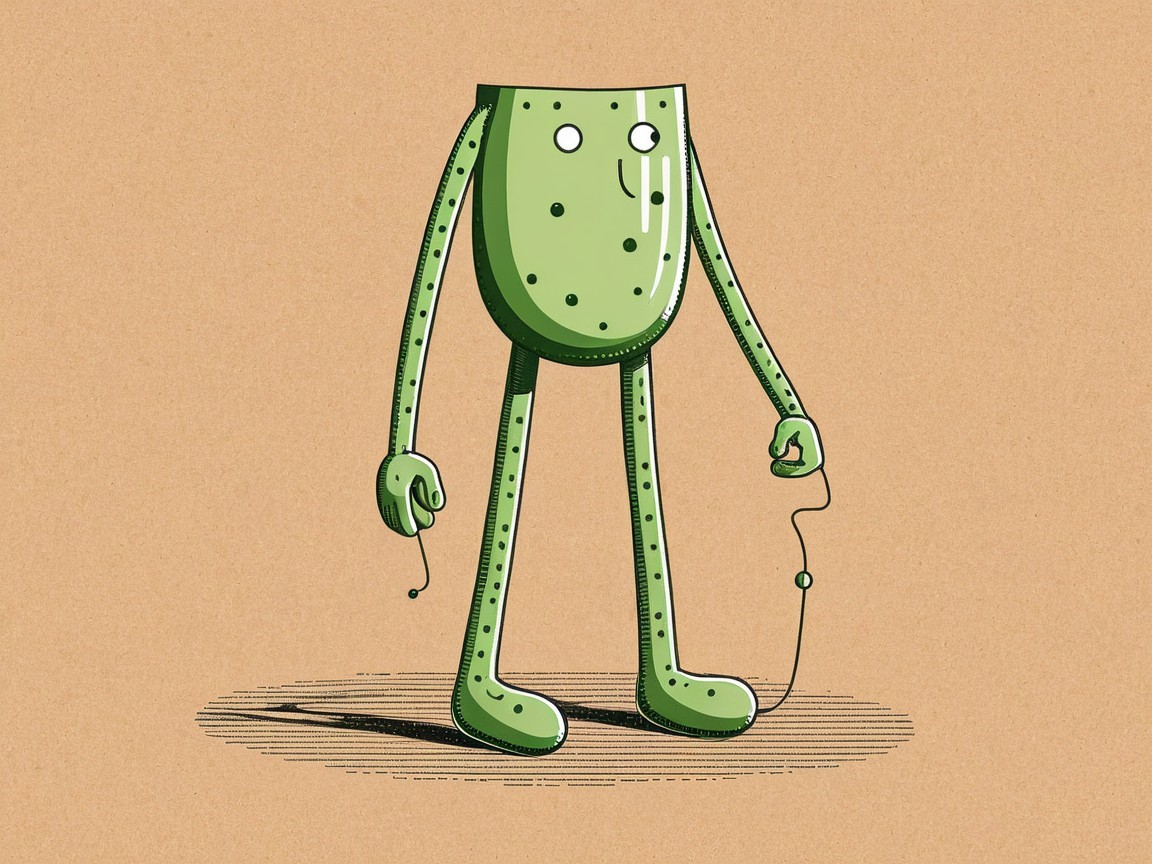 Whimsical Cartoon Character Illustration on Tan Background