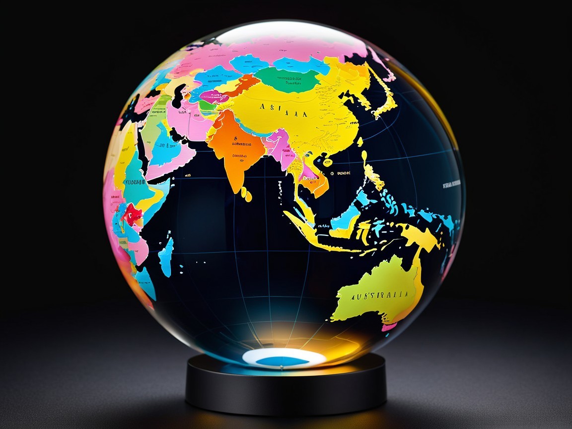 Colorful Illuminated Globe of Asia and Australia
