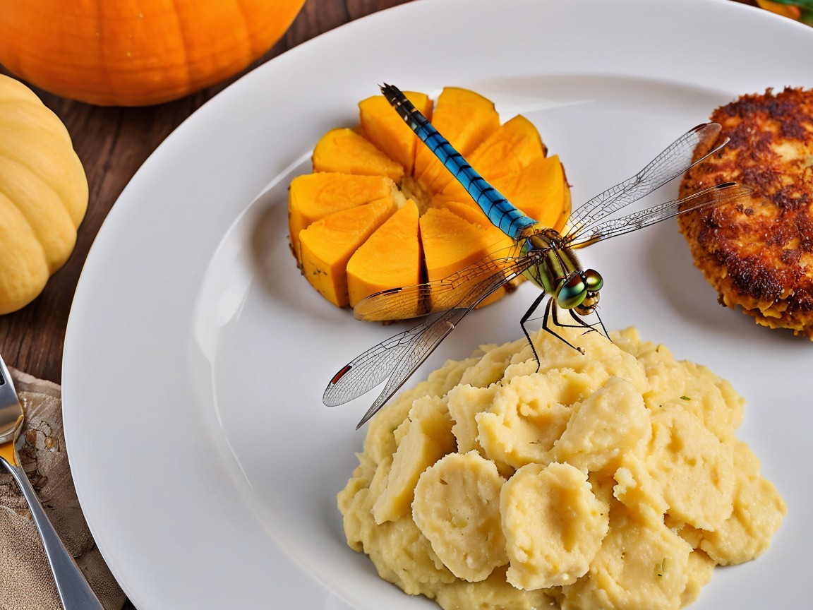 Plated Dish with Mashed Potatoes and Fish Cake