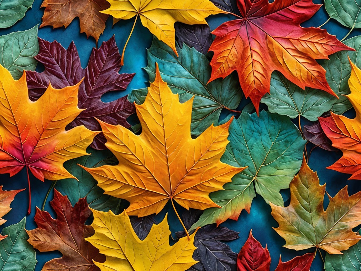 Colorful Maple Leaves in Vibrant Autumn Pattern