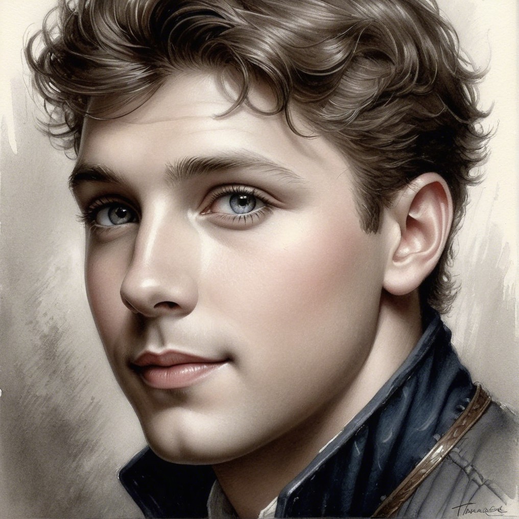 Close-up Portrait of a Young Man with Blue Eyes