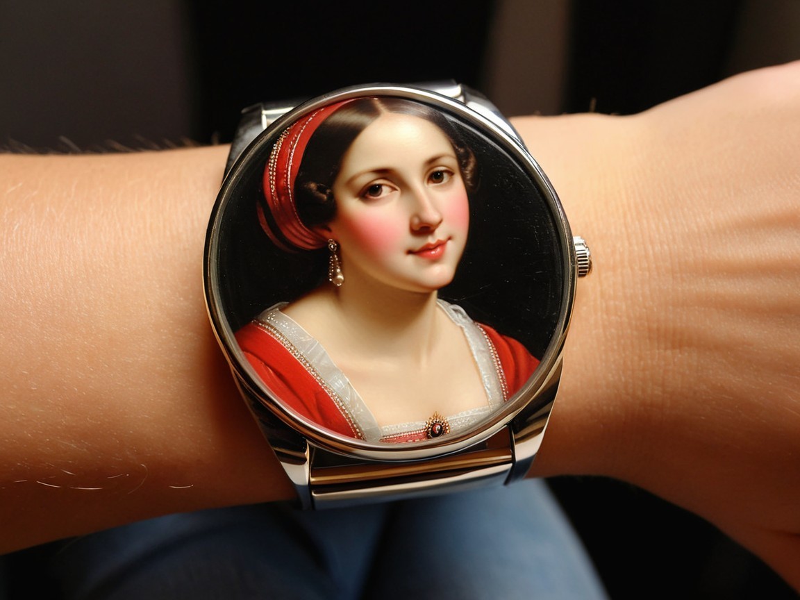 Wristwatch with Detailed Portrait of a Woman