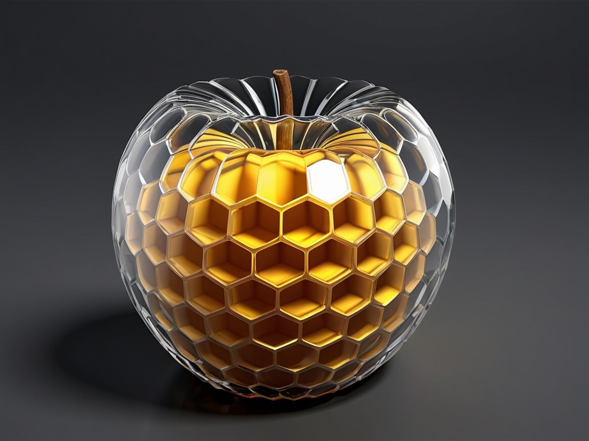 Close-Up of Glass Apple with Honeycomb Structure