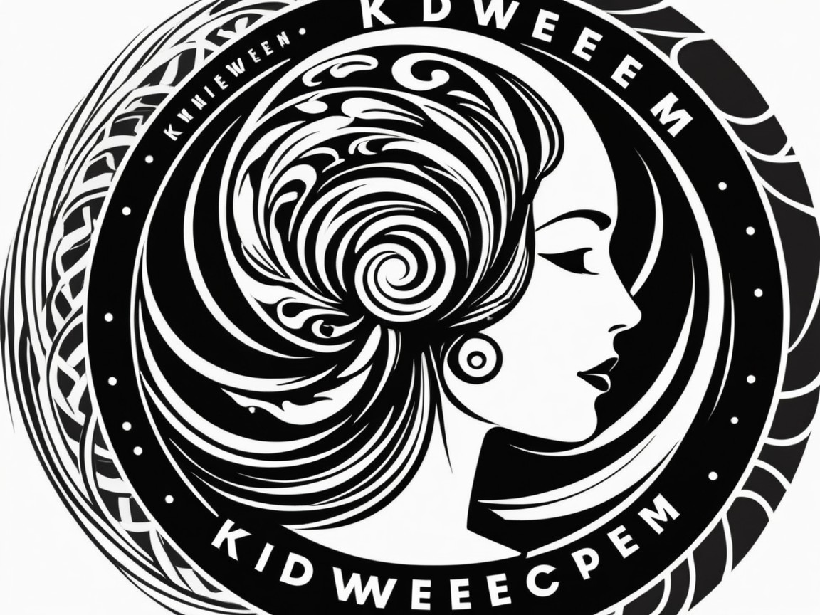 Stylized Black-and-White Woman's Profile Illustration