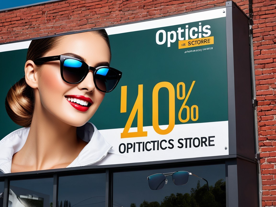 Vibrant Storefront Sign for Eyewear Discount Promotion