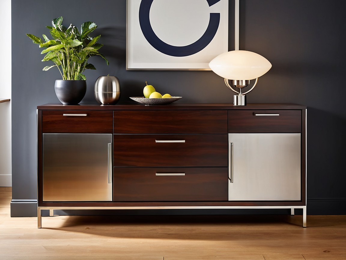 Modern Sideboard with Wooden Finish and Storage Options
