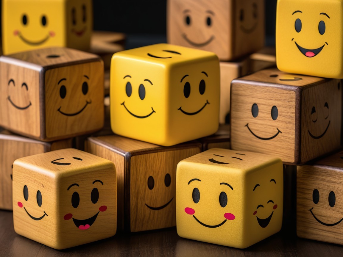 Vibrant Cube-Shaped Objects with Cheerful Faces
