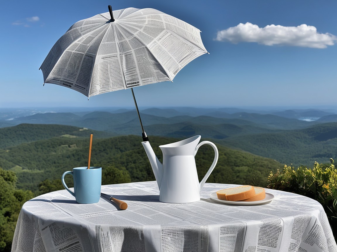 Outdoor Table Setting with Mountain Landscape View