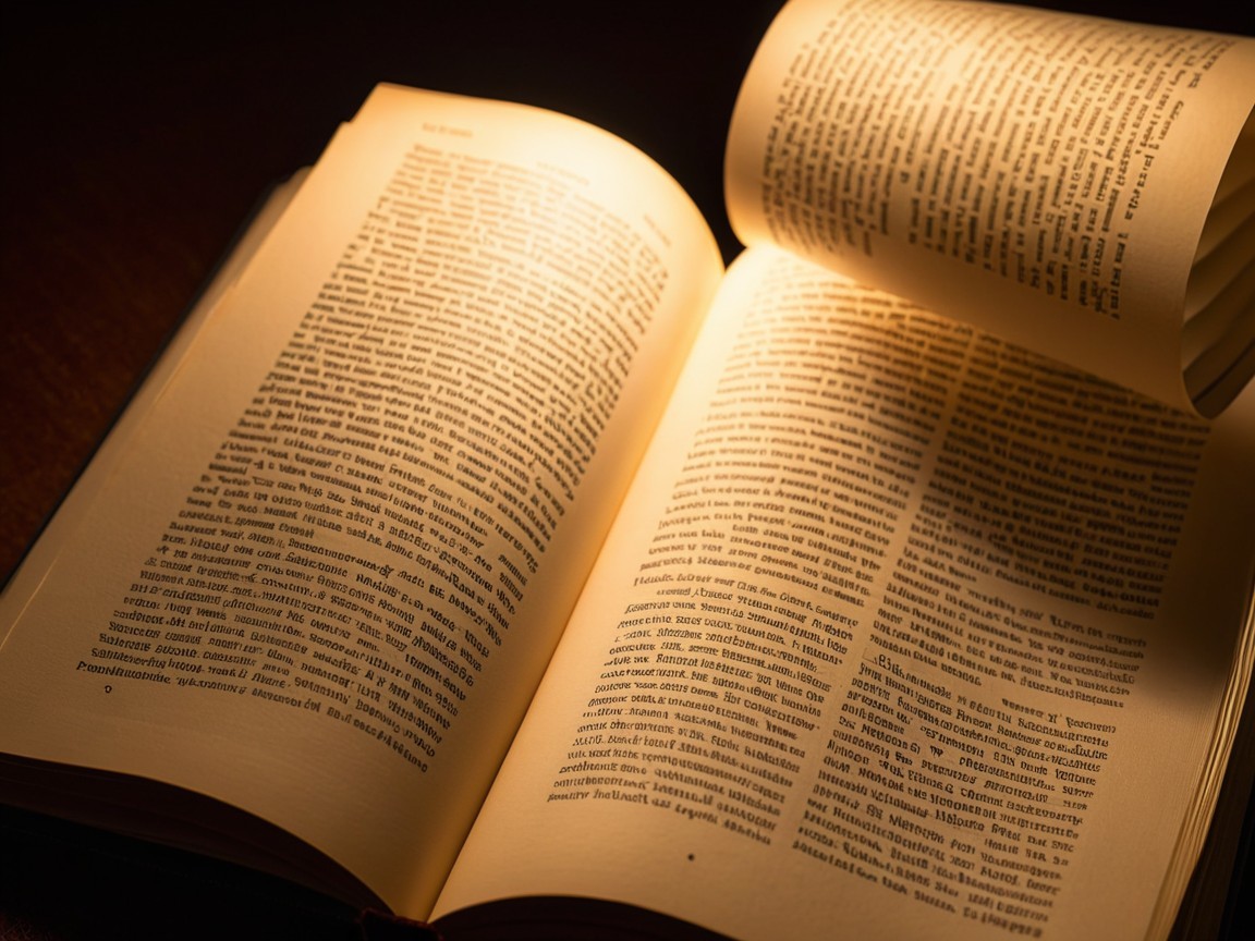 Open Book with Illuminated Pages and Soft Lighting