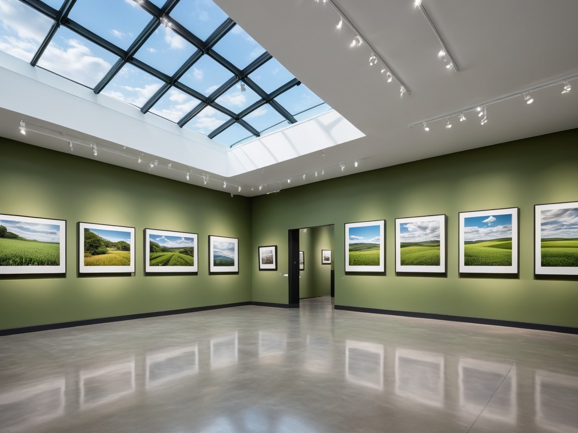Modern Art Gallery with Panoramic Landscape Photographs
