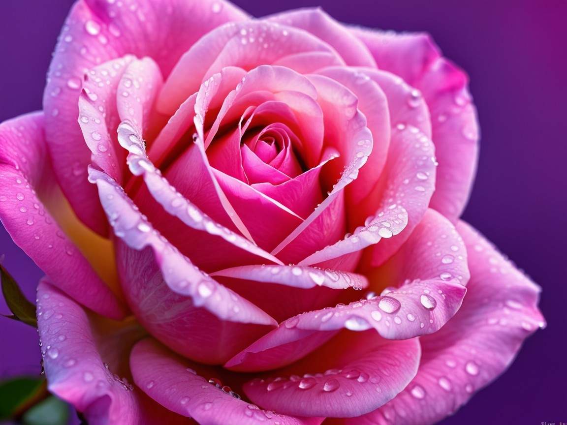 Close-Up of a Pink Rose with Water Droplets
