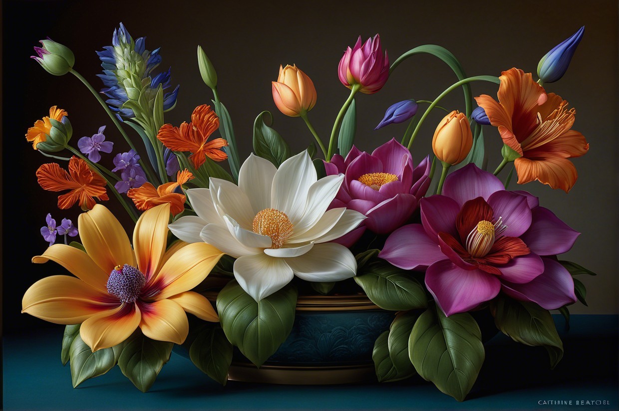 Vibrant Floral Arrangement with Diverse Colors and Foliage