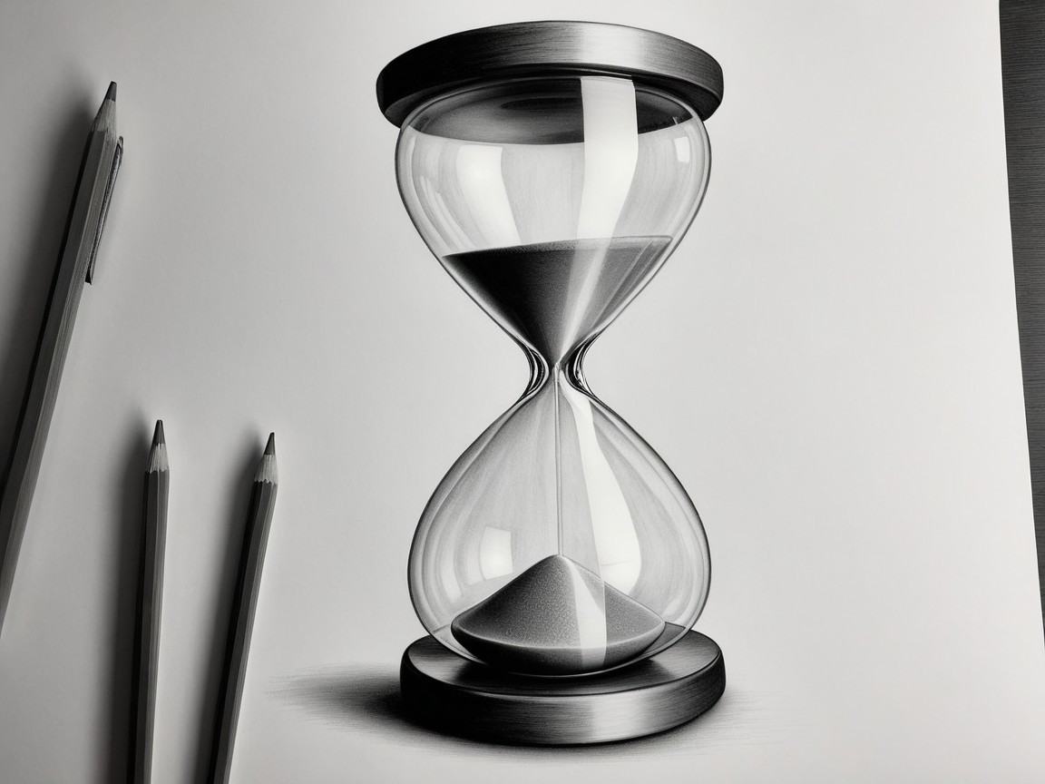 Detailed Illustration of an Hourglass with Sand