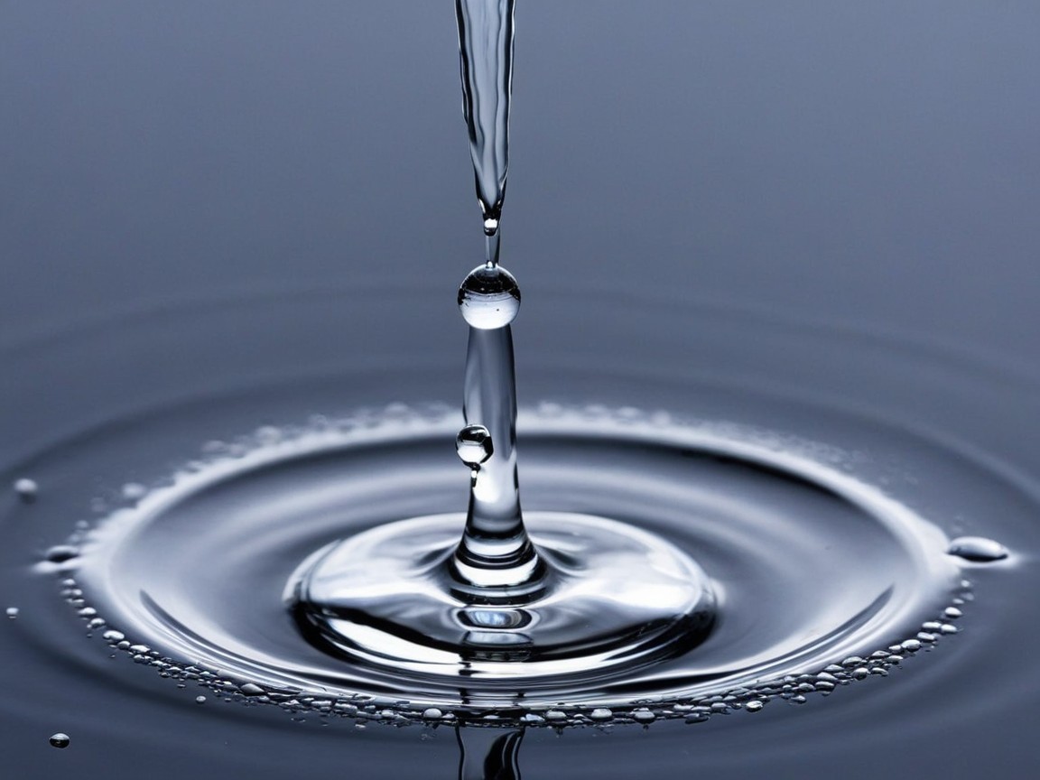 Droplet Creates Ripples on Calm Water Surface