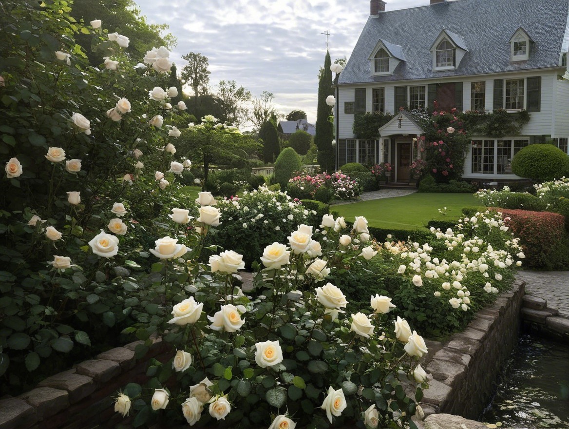 Colonial-Style Home Surrounded by Picturesque Garden